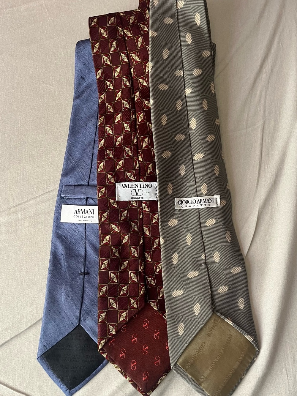 Giorgio Armani + Valentino Silk Tie Bundle | 3-Piece Designer Collection